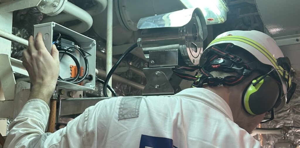 Engineer working ion cctv camera